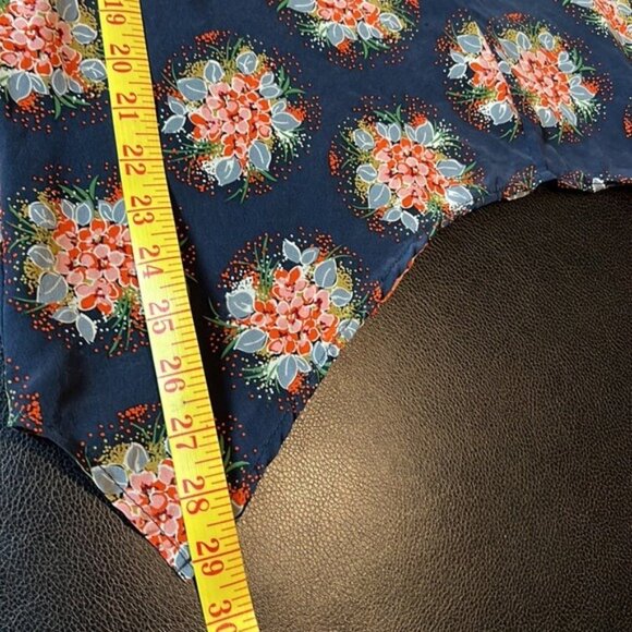 Jenny Han Navy Floral & Chevron Print Silk Sleeveless Tank Top S Boho Cottage - Picture 7 of 7